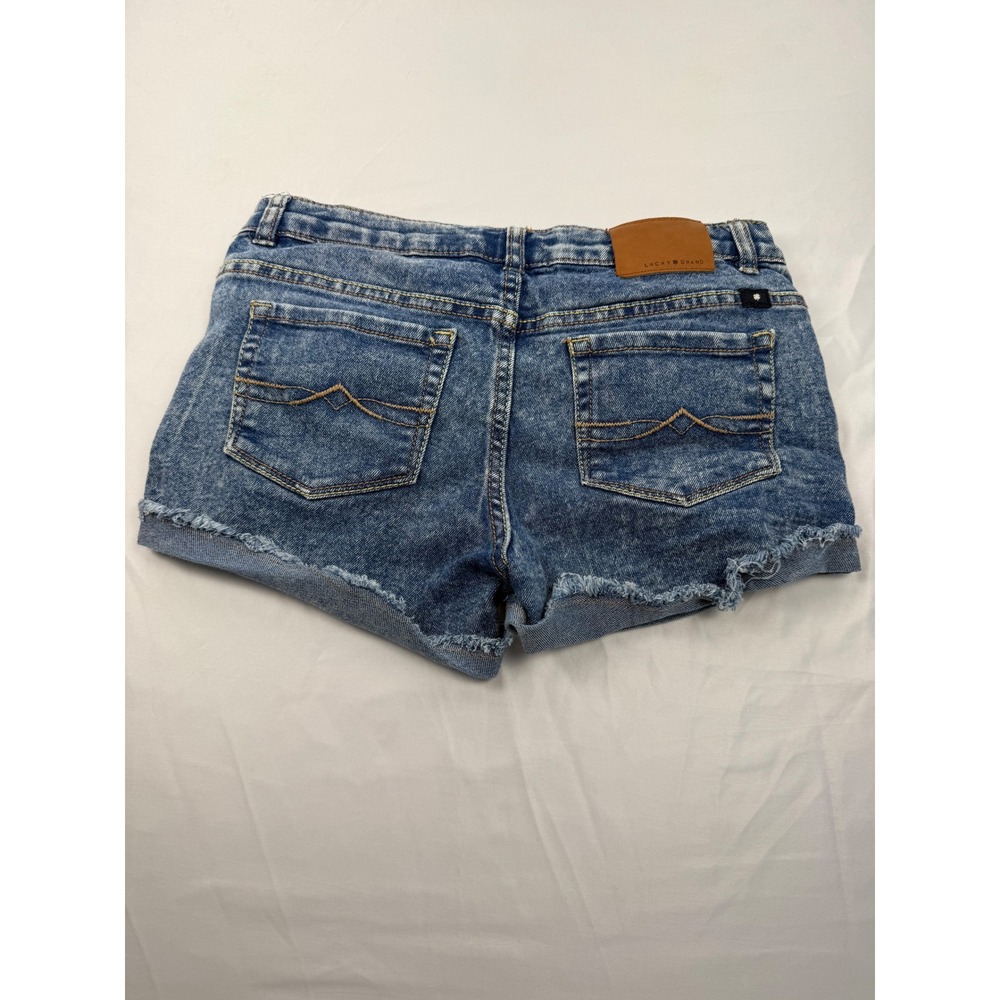 Lucky Brand Riley Shorts Girls 14 Blue Acid Wash Distressed Denim Cut Offs - Picture 2 of 10